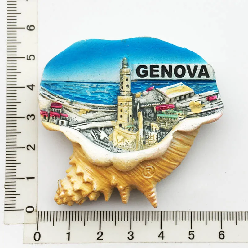 (Genoa Italy) Fridge Magnet,Creative Travel Commemorate Crafts 3D Ornaments Magnetism Resin Material Refrigerator Stickers