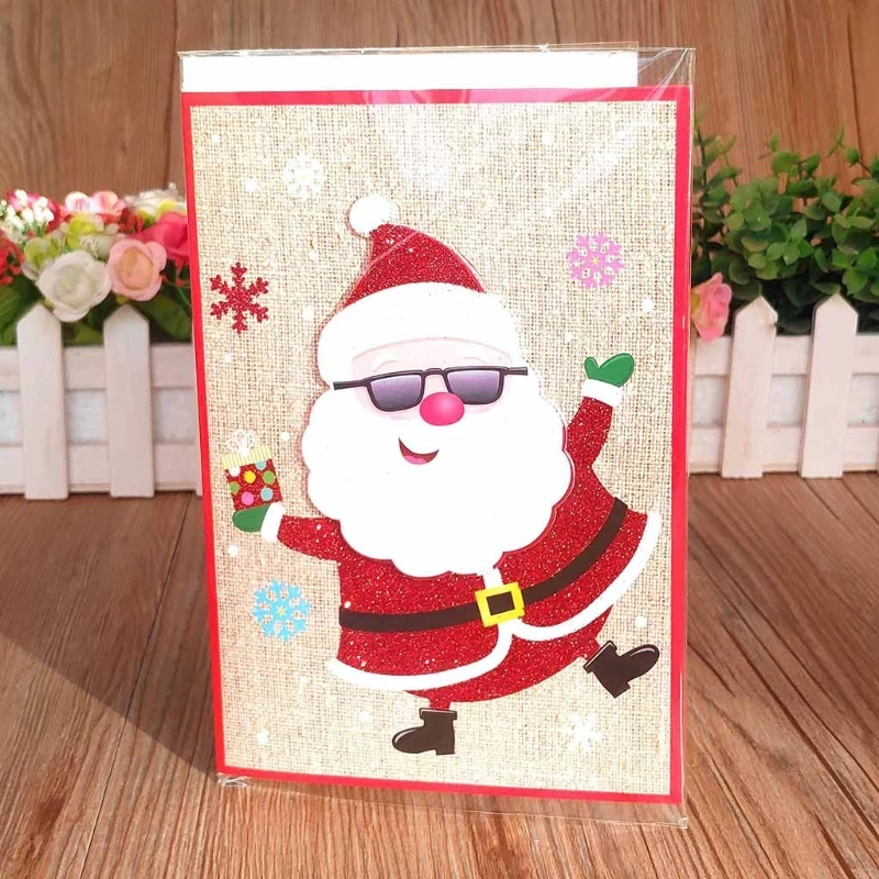 Merry Christmas Greeting Card with Music Postcards Invitations New Year Cards Xmas Party Gift for Kids