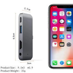 4 in 1 USB C HUB Type C To 4K HDMI USB3.0 PD 60W Charging Audio For iPad pro 2018/2019 Macbook Pro Samsung galaxy s9 USB HUB 3 0