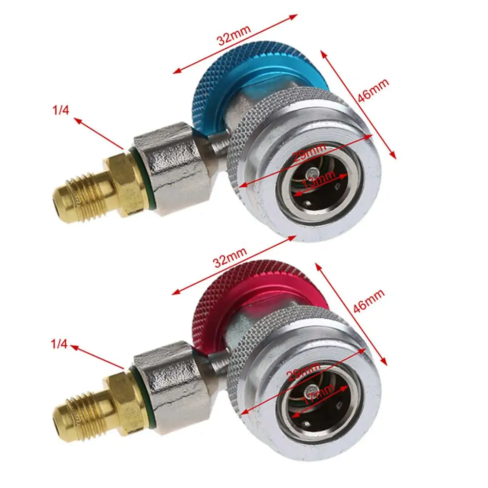 R134a Hose Air Conditioning Dual Cold Pressure Gauge Adjustable Quick Coupling Release Refrigerant Connector Car Service Tool