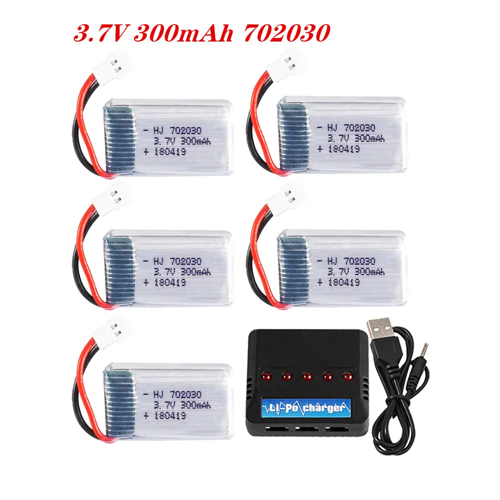 

3.7V 300mAh 702030 Lipo Battery With Charger For Udi U816 U830 F180 E55 FQ777 FQ17W Hubsan H107 Syma X11C FY530 RC Drone Parts