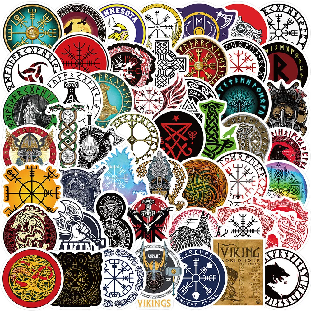 10/50/100Pcs Viking Pirates Mysterious Totem Symbol Rune Style Stickers for Mobile Phone Laptop Luggage Skateboard Decal Sticker