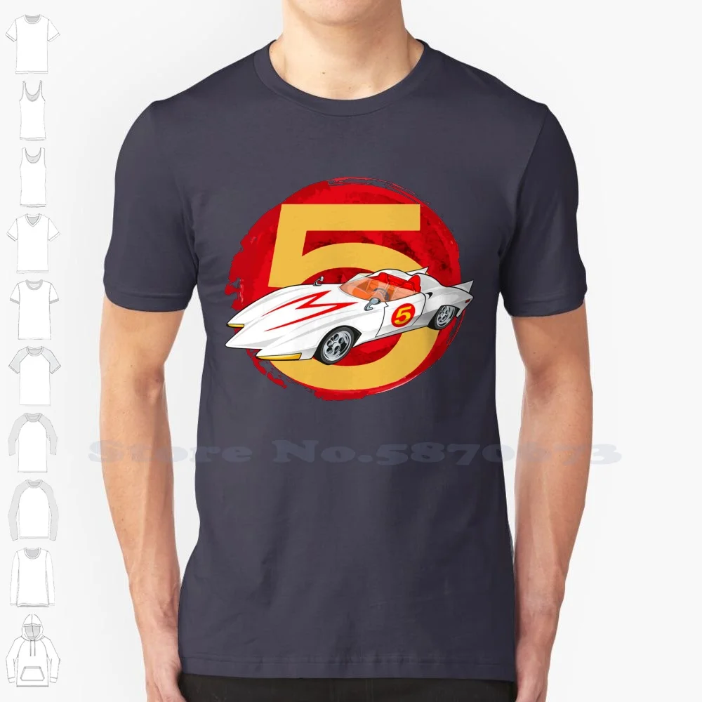 Mach 5-Japanese 100% Cotton T-Shirt Rbrow Racing Mach 5 Because Anime Cars Racer X Cool Retro Sports Trixie Vintage 60S Self