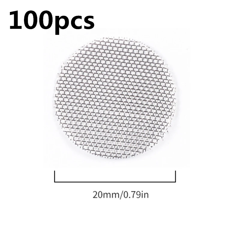 100pcs 20mm Stainless Steel Pipe Screen For Shisha/Hookah/Chicha/Narguile Metal/Glass/Wood Water Smoking Tobacco Pipe Filters