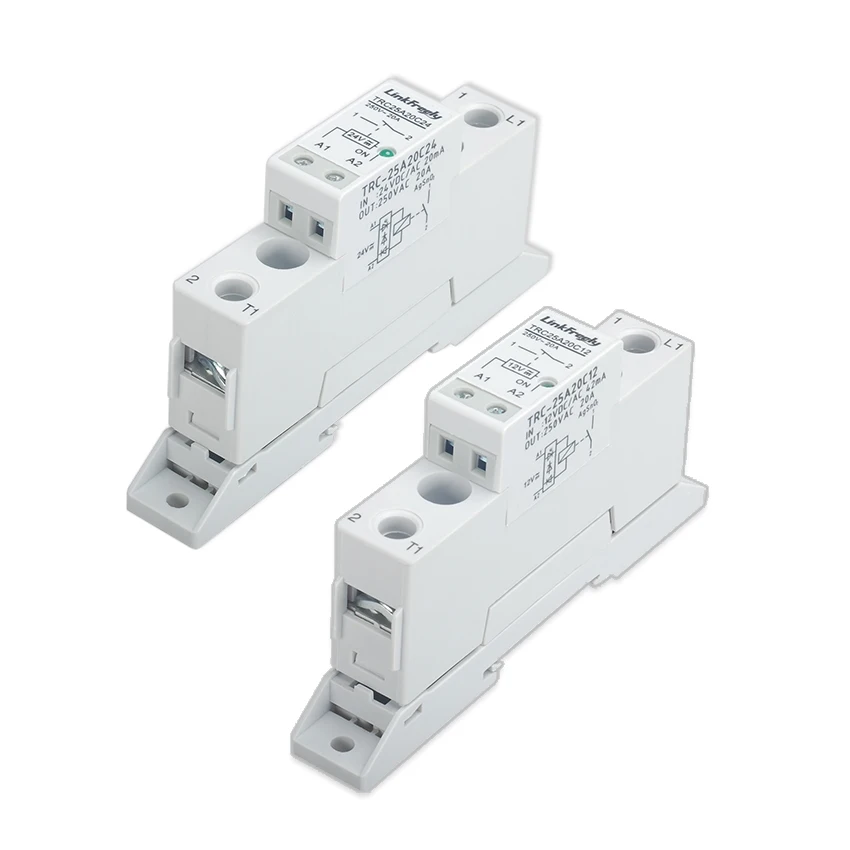 TRC-25A20C24 High Power Relay Din Rail  Input 24VDC/AC 20mA Output 250VAC 20A Electromagnetic Contact Relay Control Board Module