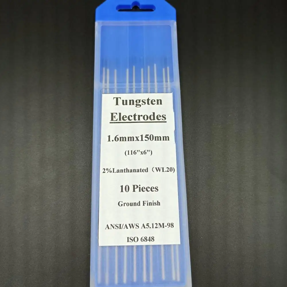 10pcs 2% Lanthanated WL20 TIG Tungsten Electrode 1.0 1.6 2.0 2.4 3.0  4.0  Blue Metalworking