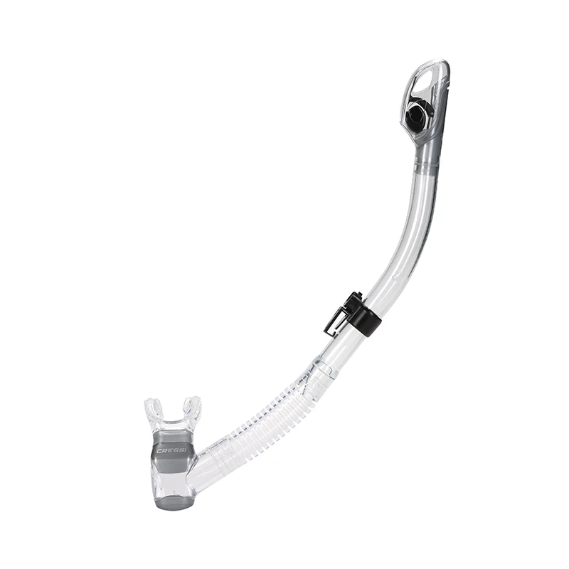 Cressi Omega Dry Snorkel Adult Diving Snorkeling Breath Tube with Splash Guard and Top Valve