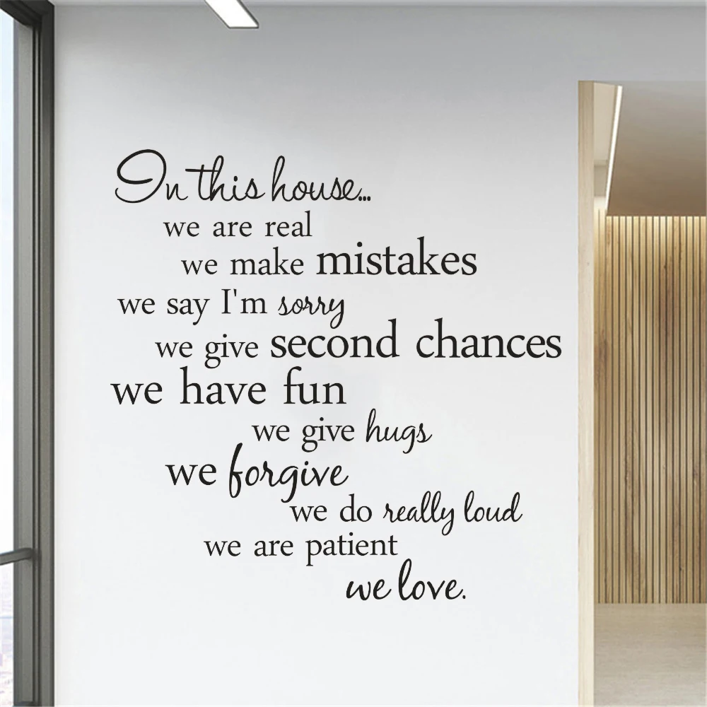 

Wall Stickers Home Decor Living Room DIY Black Wall Art Decals Removable House Rules Vinyl Quote Wall Stickers