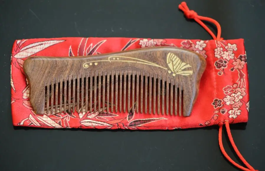 

Free shipping top quality Hotsale hand made natural ebony hair comb wooden hair comb wooden hair comb 15-02