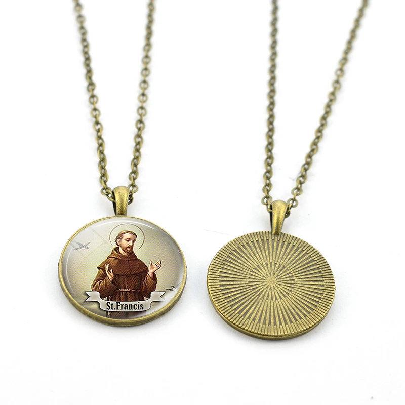 St Francis Patrick Michael Virgin Mary Necklace Christian Saint Pendant Necklace Religion Jewelry Gifts