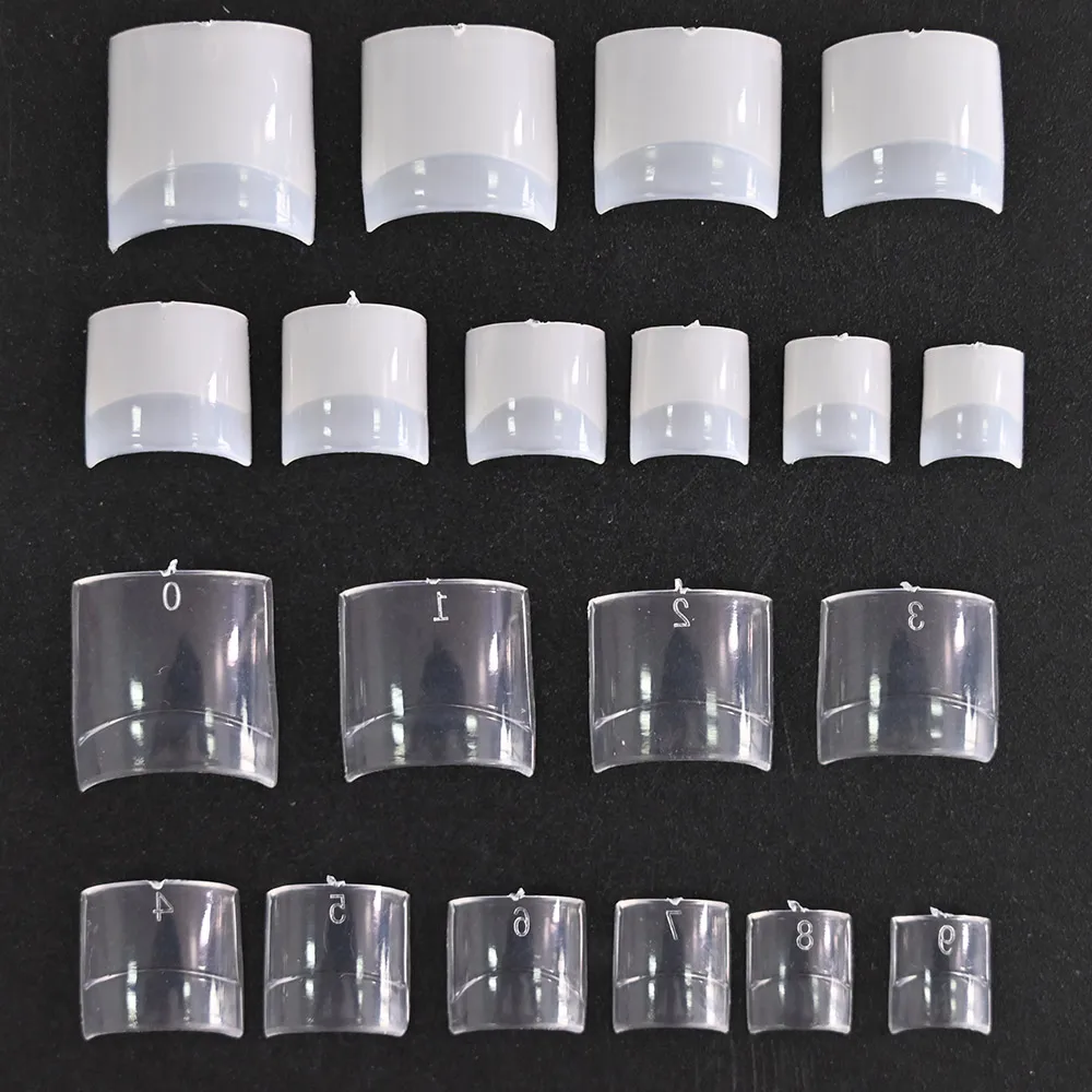 

500Pcs/Bag Short Square Nail Tips French Half Cover Artificial 10(0-9) Size Clear/Natural Fake Acrylic Manicure False Nails VA-0