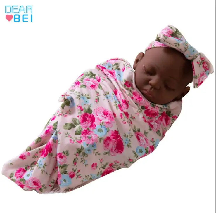 

Flower Suit+30CM Black Skin New baby dolls silicone viny 10inch Reborn baby poupee boneca baby soft toy gift todder