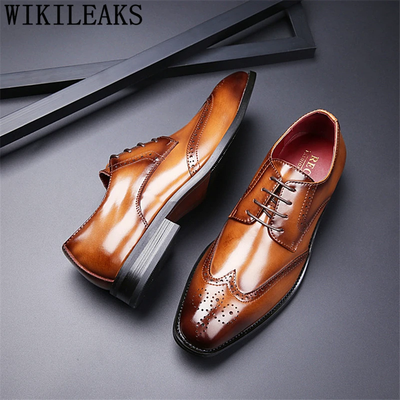 

Leather Shoes Men Elegant Brogue Shoes Men Oxford Pointed Toe Formal Shoes For Men Italian Sapato Social Masculino Scarpe Uomo