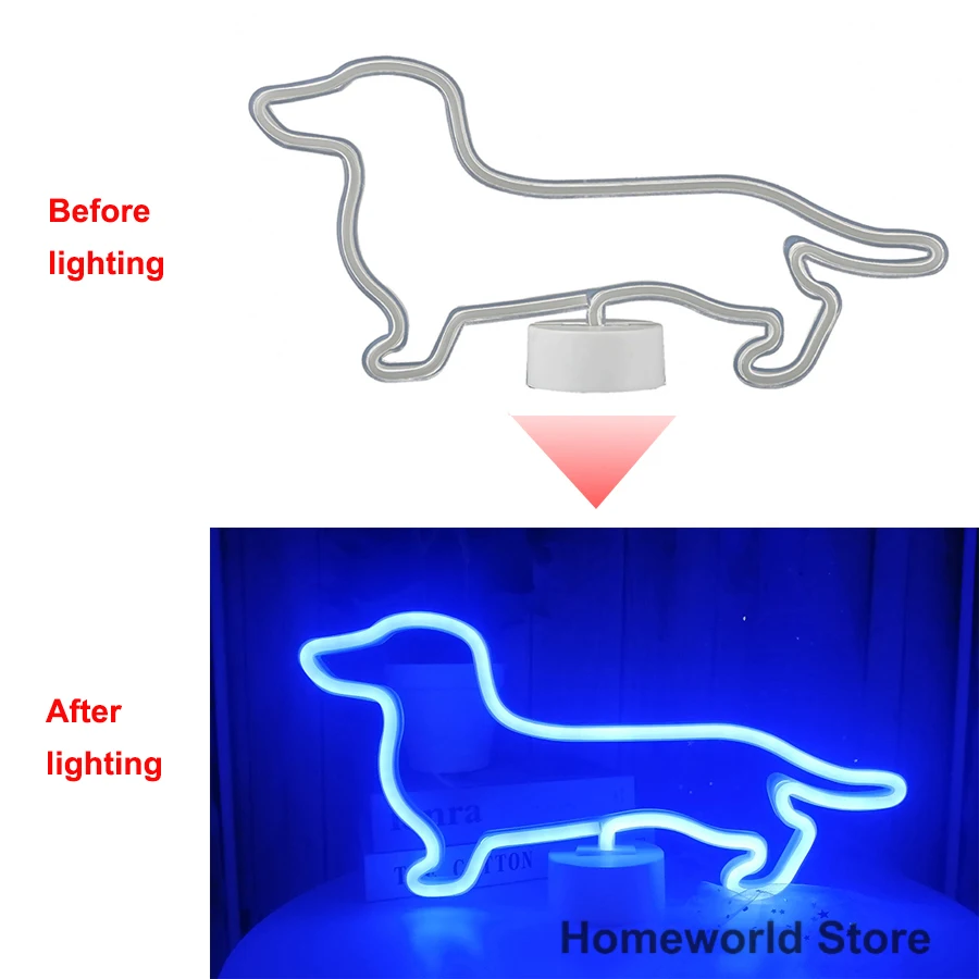 Imagem -04 - Cão Sinal de Néon Luz Led Modelagem Animal Decoração da Lâmpada Nightlight Ornamentos para Casa Quarto Festa Casamento Aniversário Férias