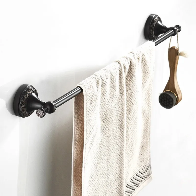 

Towel Bars Single Rail Oil Rubbed Bronze Towel Holder Bath Shelf Towel Hanger Wall Mounted Bathroom Accessories ZD1676