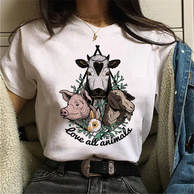 Maycaur Avocado Vegan Women T Shirt Harajuku Ulzzang Kawaii Cartoon Tshirt 90s Graphic Female Short Sleeve T-shirt Summer Clothe