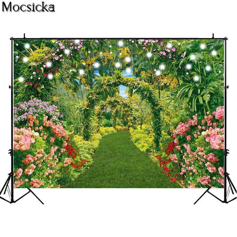 Spring Photography Backdrops Wedding Photocall Green Plants Lawn Garden Natural Landscape Baby Shower Birthday Photo Background