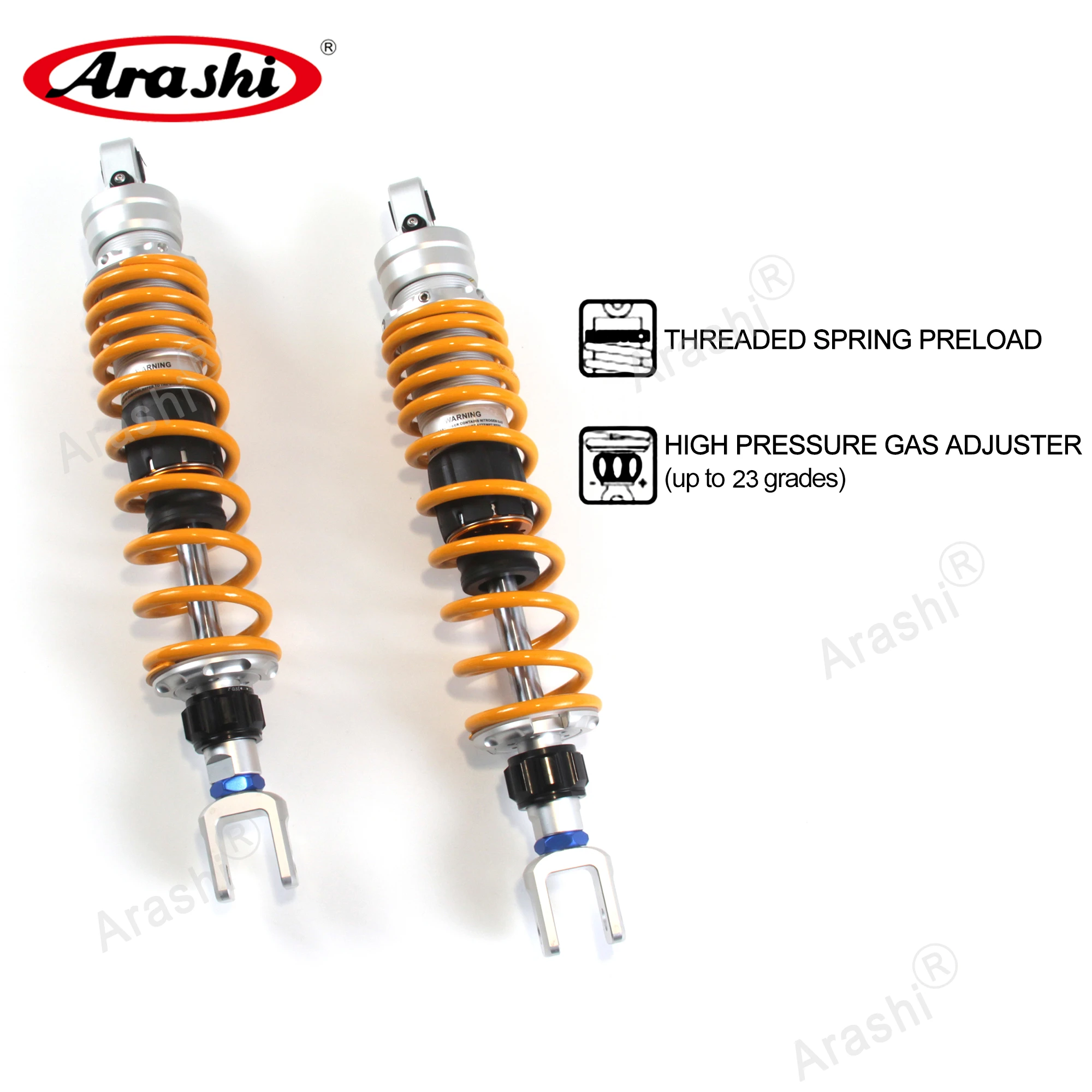 ARASHI For Daelim 250 7mm Spring Suspension Universal 365mm Motorcycle Scooter Adjustable Rear Shock Absorber 1 Pair SQ250