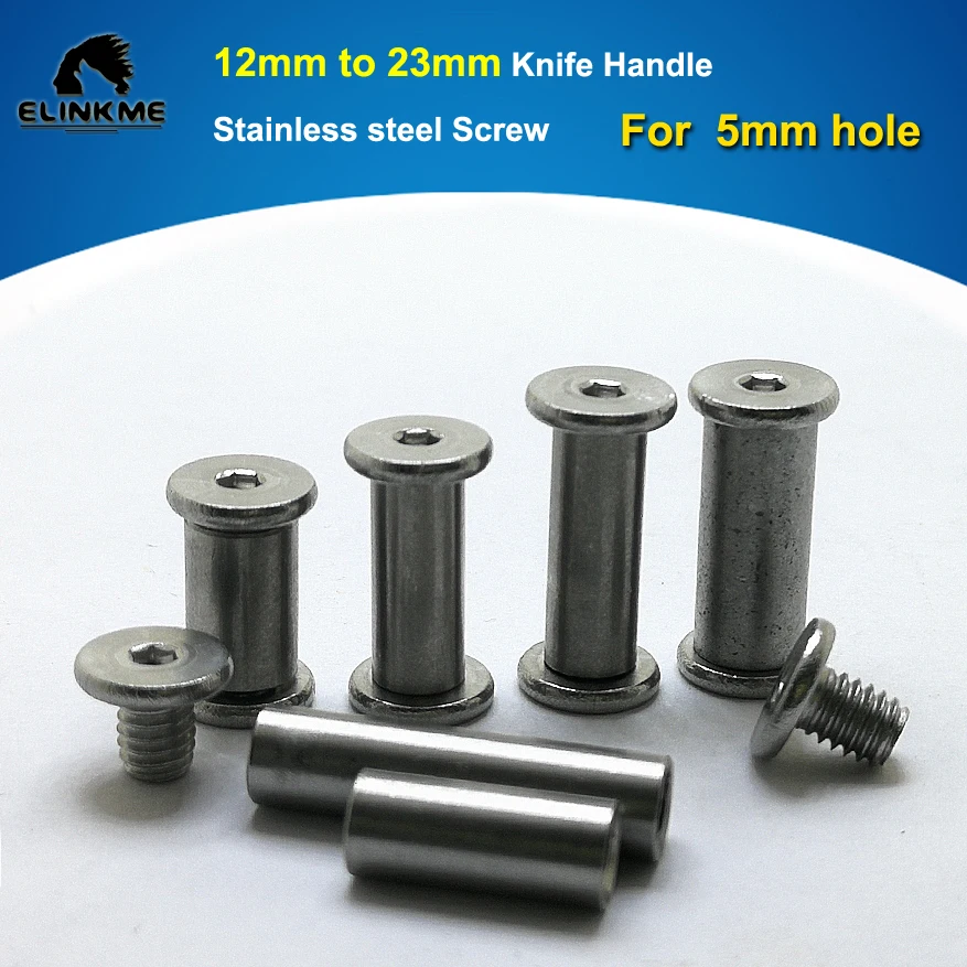 4pcs/lot,13mm to 23mm x 5mm Stainless steel Knife Handle Flat head hex Chicago Screws Suitable for 5mm hole