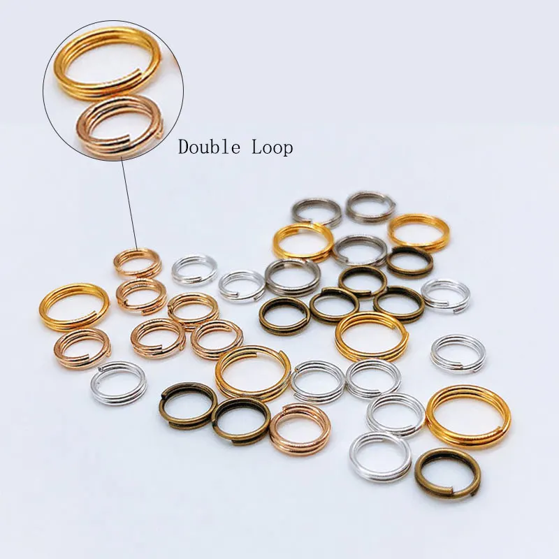 200pcs 5 6 8 10mm Open Jump Rings Bulk Lot Double Loop for Jewelry Making Gold Rodium Color Metal Split Rings Necklace Supplies