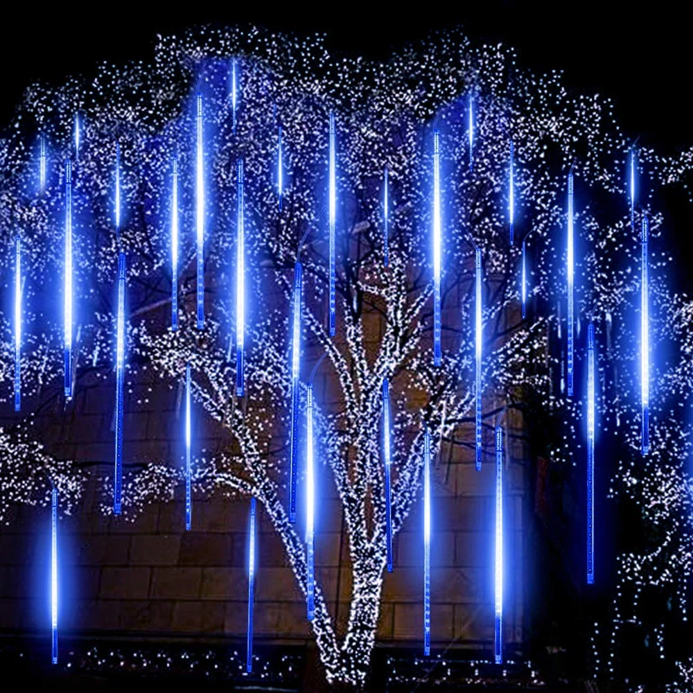 8 Tubes LED Meteor Shower Rain string light 50cm 30cm Icicle Snowfall raindrop Xmas  decoration +AC110-240V  Power adapter