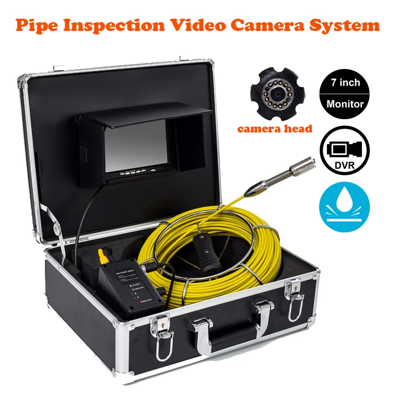 

7inch LCD 1000TVL Monitor Pipe Endoscope Industrial System 20m 23mm Sewer Inspection Camera IP68 Waterproof DVR With 8GB Card