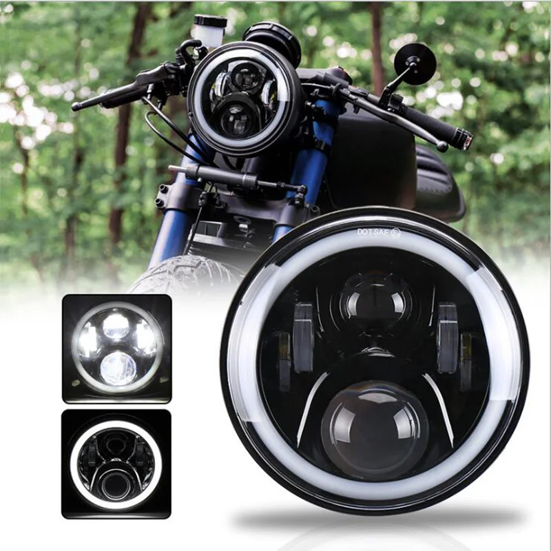 7 inch Round LED Headlight Lamp With DRL Angle Eyes Halo 7\