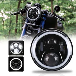 7 inch Round LED Headlight Lamp With DRL Angle Eyes Halo 7