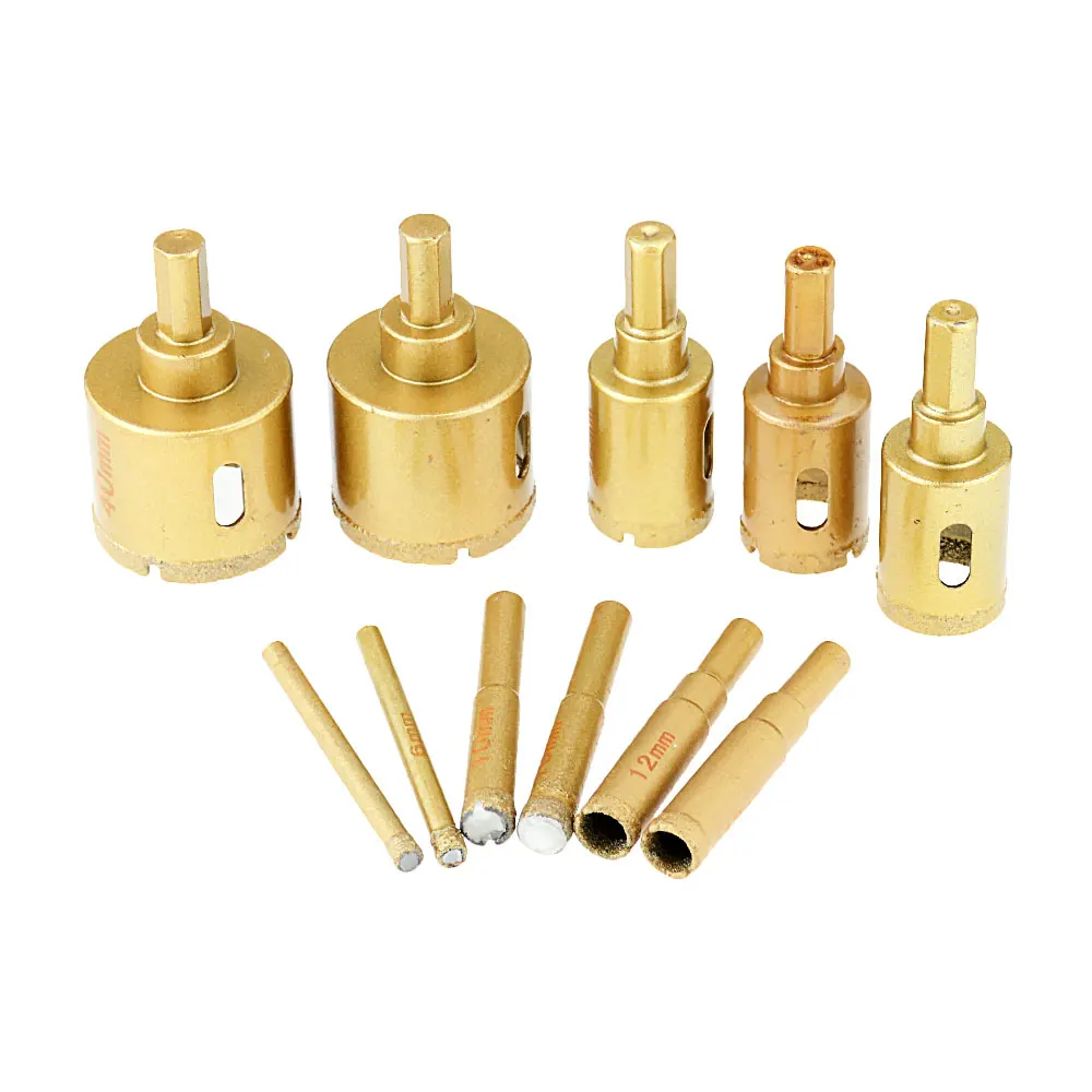 1 pz 6-65mm M10 filetto vuoto a secco brasato diamante punta di perforazione per foro per piastrelle in ceramica sega punte da trapano in marmo granito