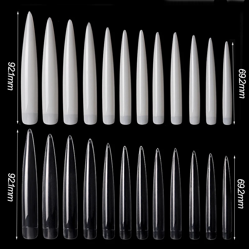 

120 Pcs/Lot Extra Salon Long Stiletto Fake Nails XXXL Professional False Nail Tips Half Cover Supper Long Sharp Nail Art Tips