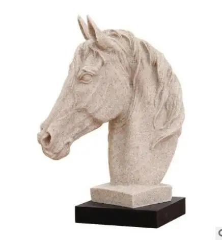 

OFFICE SAMPLE ROOM PORCH RESIN WHITE SANDSTONE HEAD HOUSEHOLD HANDICRAFT ANIMAL HORSE SCULPTURE STATUE CARVING HOME DECORATION