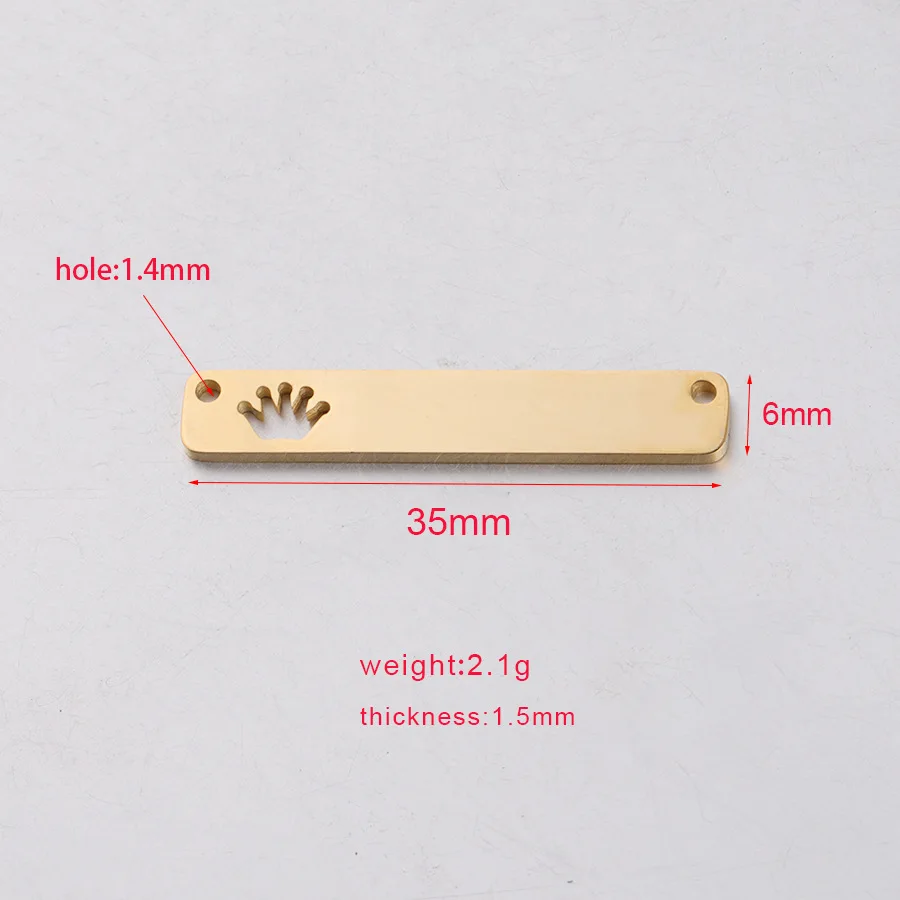 Stainless Steel Blank Hollow Crown Bar Plates For Engrave 2 Hole Metal Plates Charm Connector For Bracelet Mirror Polished 20pcs