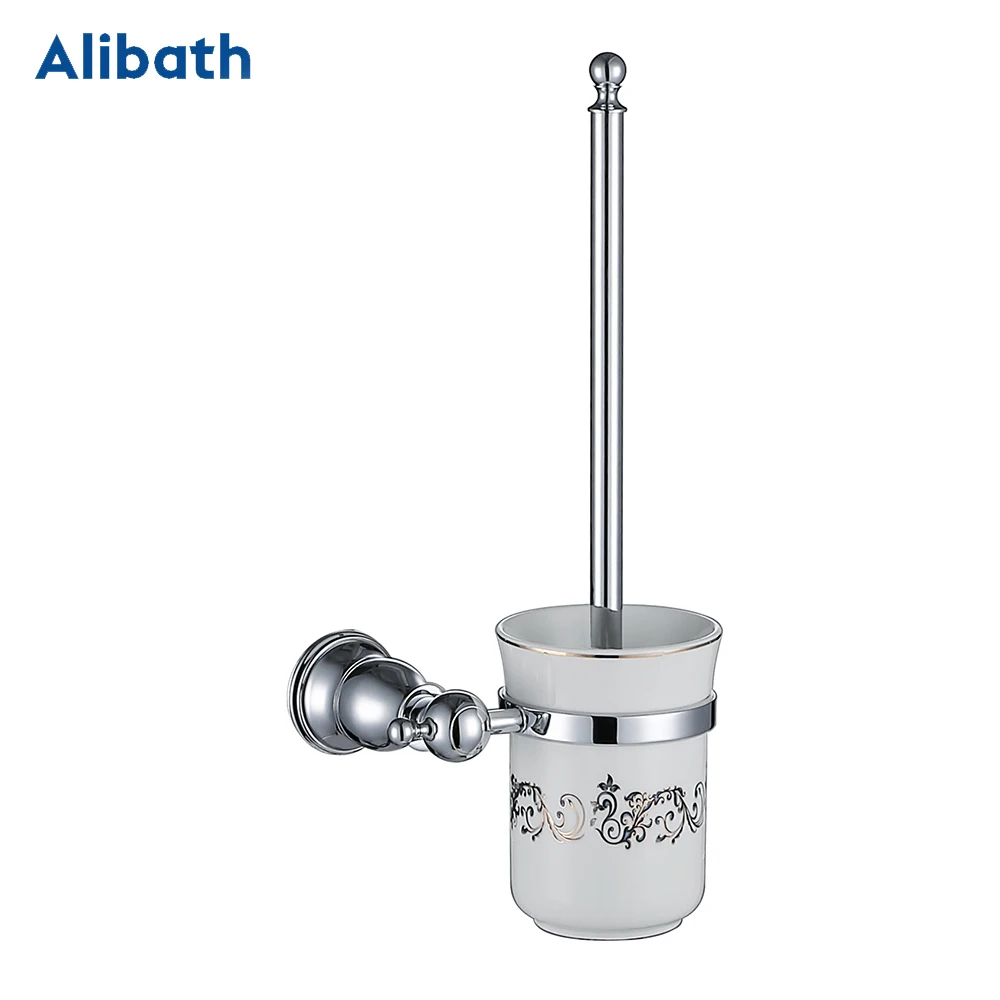 Free shipping Bathroom Accessories wall mounted Chrome Solid Brass bathroom Toilet Brush Holder Toilet cup holder.