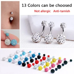 1pc 14G Piercing Navel Surgical Steel Single Crystal Rhinestone Belly Button Rings Navel Piercing Ombligo 5/8mm Ball Nombril