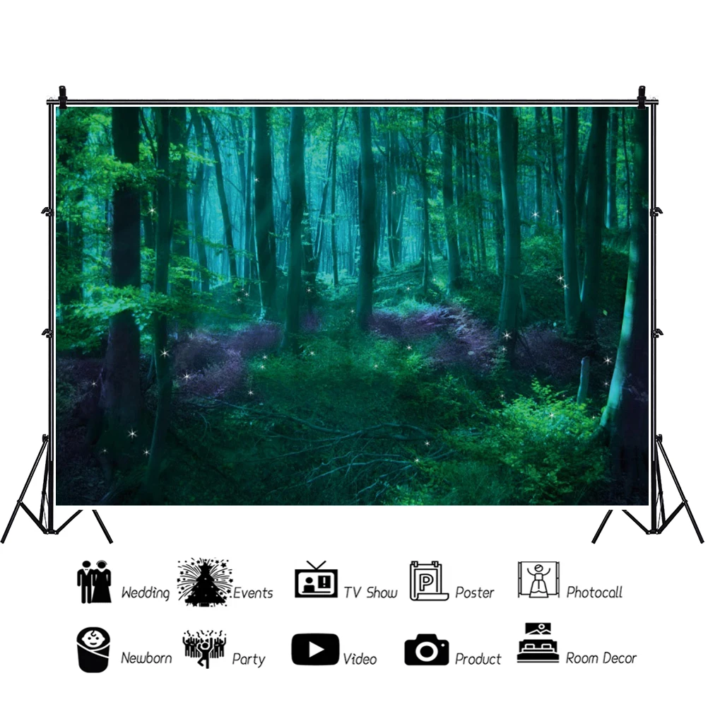 YeeleธรรมชาติScenery Night Forest Light Bokehฉากฉากหลังถ่ายภาพตกแต่งพื้นหลังสำหรับPhoto Studio