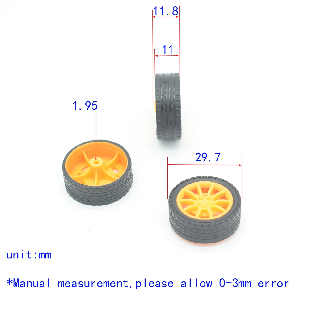 10pcs 2x21/23/27/30mm rubber wheel 2hole dron rc car plane robot kids toys for boys diy baby accessories WR21/23/27/30Y