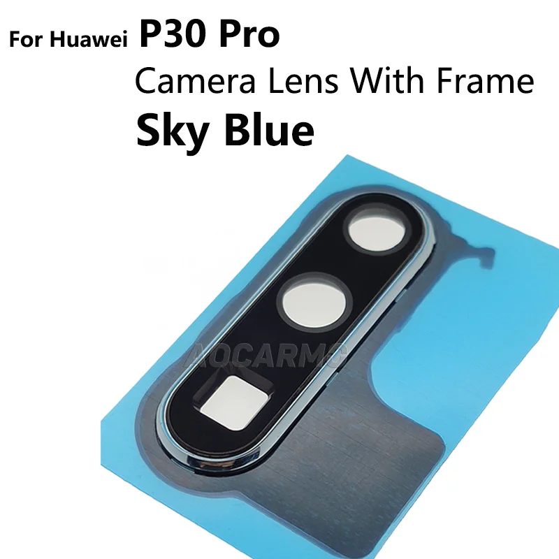 Aocarmo-câmera traseira lente vidro com moldura capa adesivo para huawei p30 pro, peça de reposição