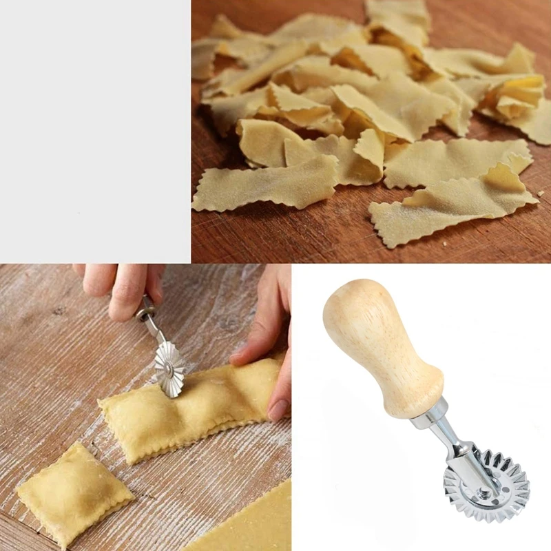 Set di timbri per Ravioli Maker-tagliapasta e timbri leader con manico in legno-per Ravioli, Pasta, gnocchi Lasagna