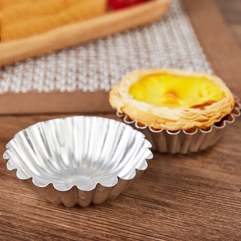 25pcs Mini Aluminum Alloy Tart Molds Cupcake Cookie Pudding Pie Mould Non-stick Baking Tool Muffin Cups Pastry accessories