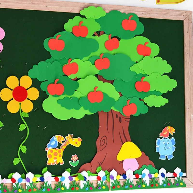 XICC Hot Tree Flower Kindergarten Wall Decoration Stickers Eva Foam Wall Sticker Classroom Blackboard Newspaper Handmade DIY Toy