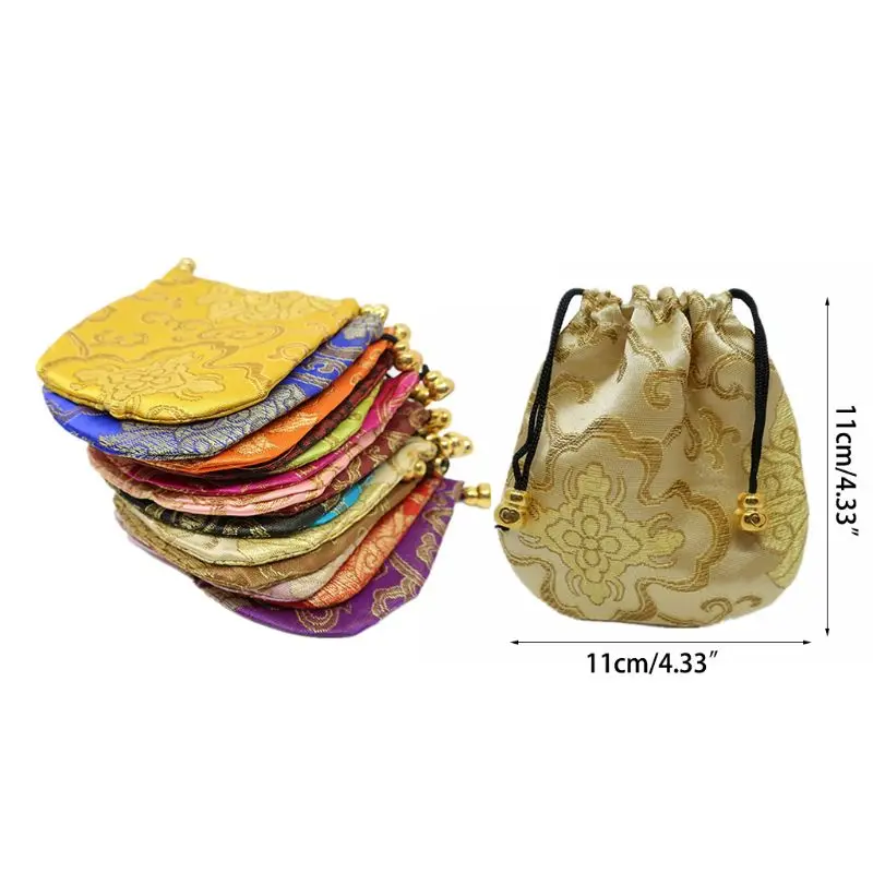 High Quality Floral Fabric Bag Jewelry Packaging Exquisite Trendy Quartet Silk Brocade Bags Tassel Handbags Bags Drop shipping