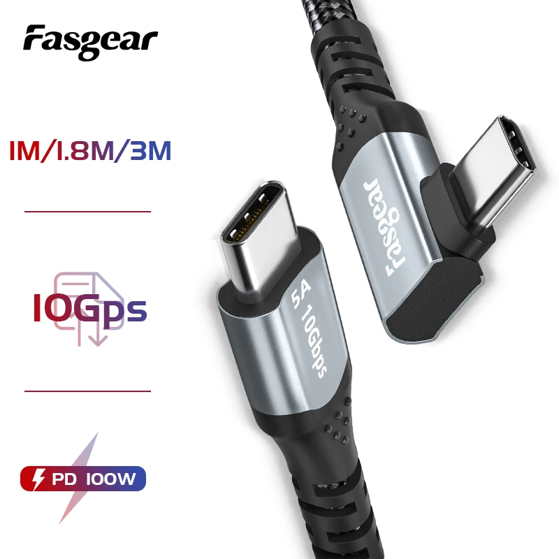 Fasgear PD 100W USB Type C to USB C Cable for Samsung Galaxy S9 Xiaomi Huawei P40 Fast Charger Cable for Macbook Laptop USB Cord