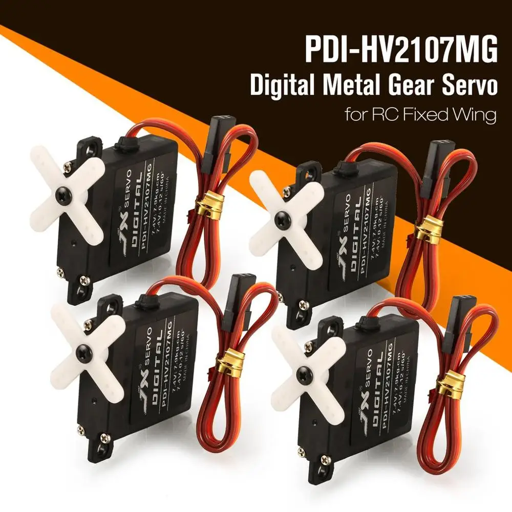  4PCS JX PDI-HV2107MG 7.9kg Steering Torque Mini Digital Metal Gear Core Servo for RC Fixed Wing Airplane Plane