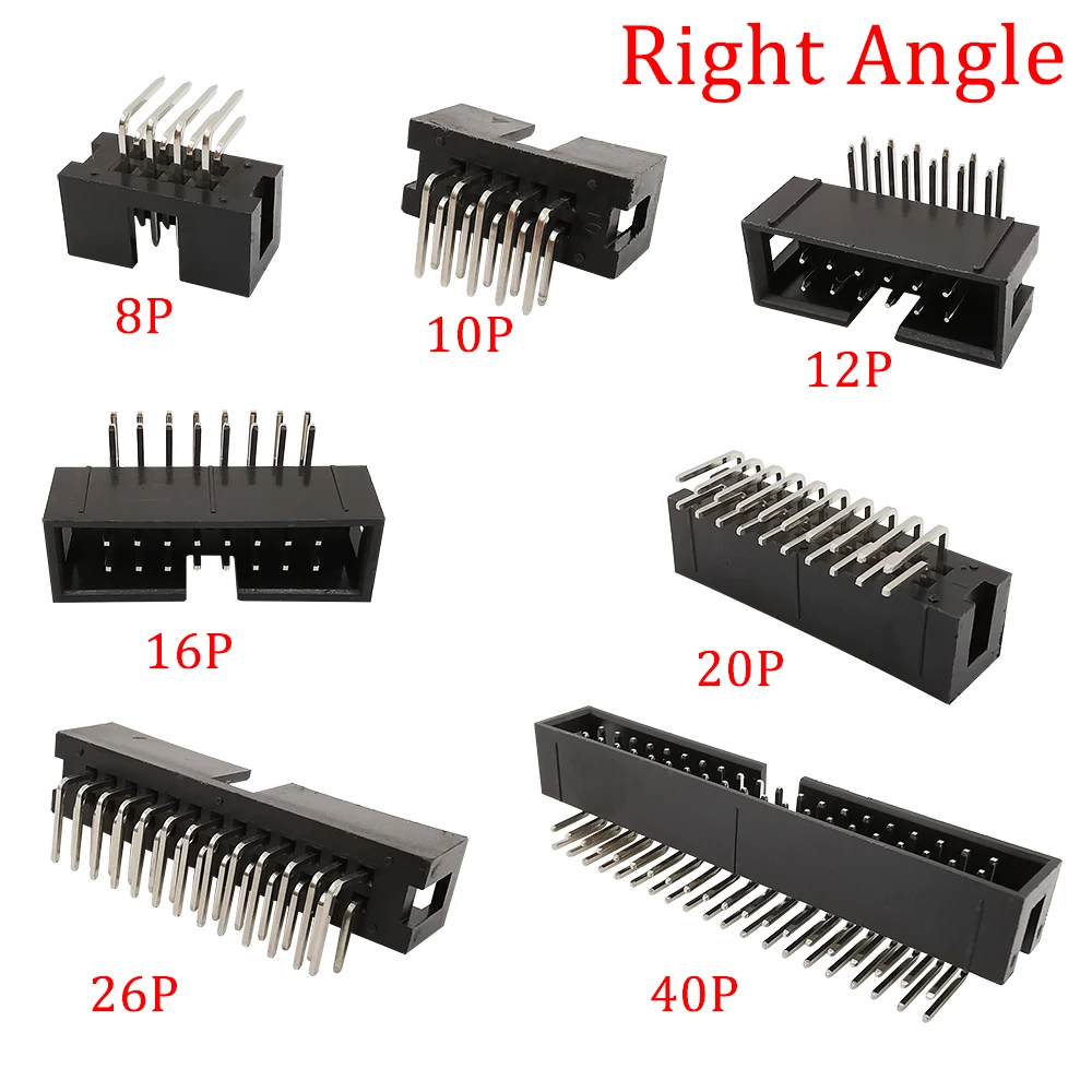 10Pcs 2.54mm Pitch DC3 6-50Pin IDC JTAG Socket Box Headers DC3 Right Angle/Straight Needle Double-Spaced ISP PinHeader Connector