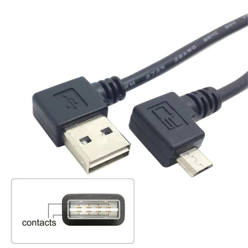 20cm Micro usb cable 90d right angled Micro USB2.0 to Reversible usb charge data cable for tablet and Andriod mobile phone