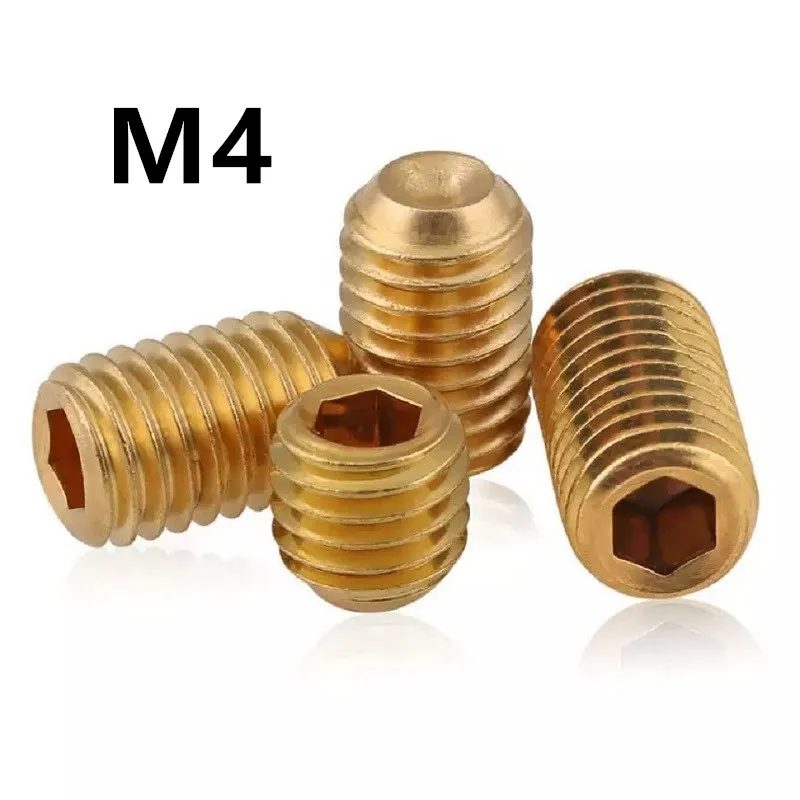 

50PCS DIN916 GB80 M4x4/5/6/8/10/12mm Hexagon Socket Set Screws With Cup Point Brass Grub Screw Bolts