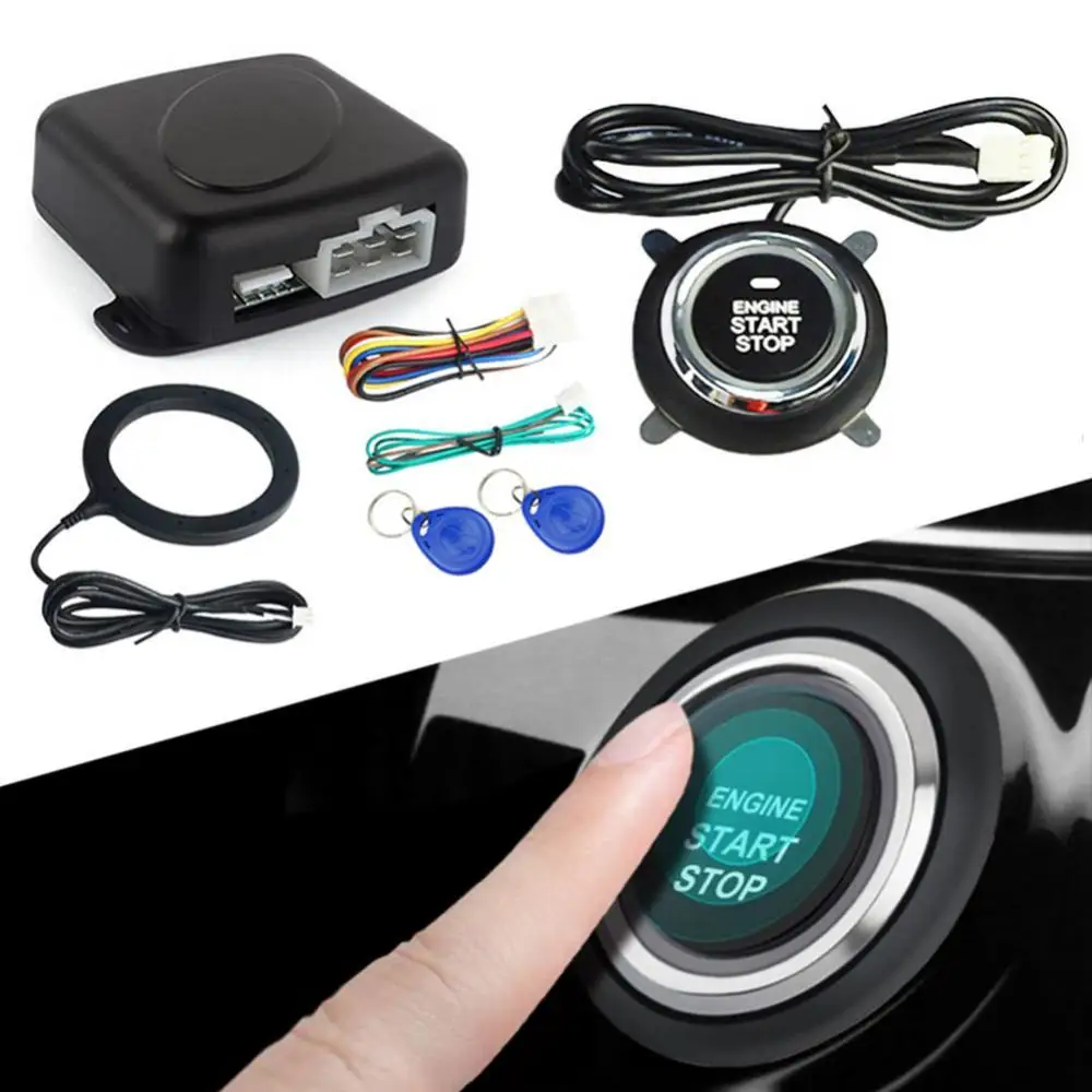 12V Car Smart Alarm System Anti-theft Engine Start Stop Button Operation Key Automobiles Security Protection