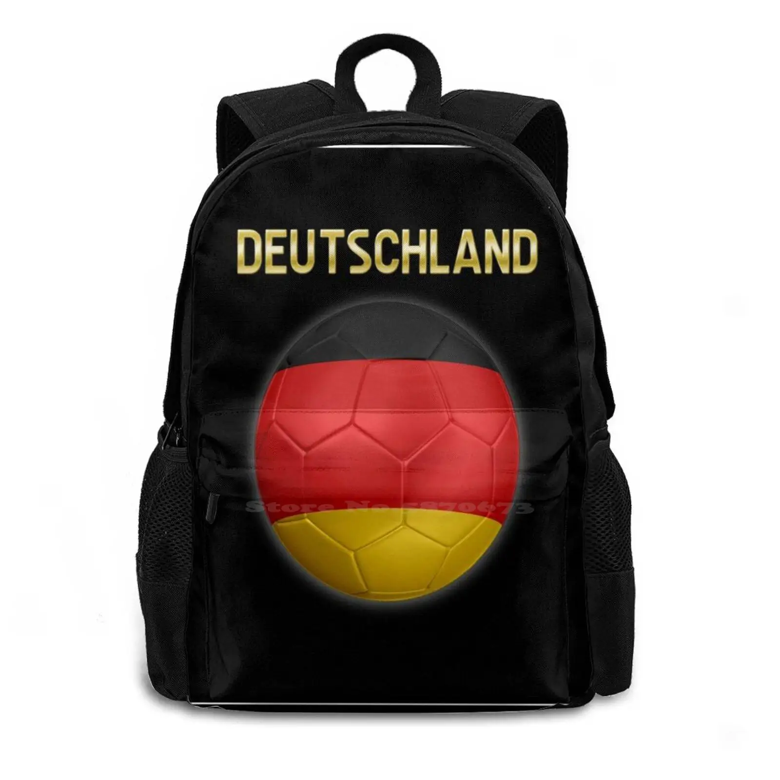 Deutschland-German Flag-Football Or Soccer Ball & Text 2 Travel Laptop Bagpack School Bags Germany German Deutschland