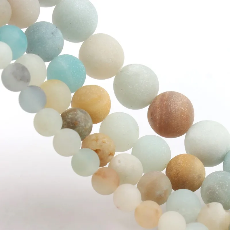 Natural Matte Colorful Amazonite Stone Beads Round Loose Spacer Beads For Jewelry Making Diy Bracelet 15\