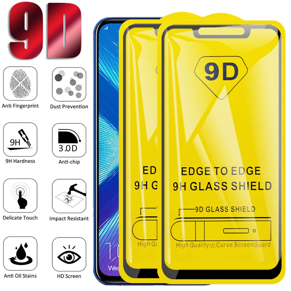 

10Pcs/Lot 9D Full Cover Tempered Glass For Huawei Honor 20 10 Lite V30 30S Play 3E 20pro Screen Protector Glass Protective Film